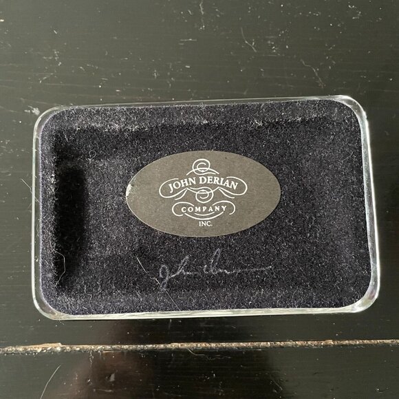 SIGNED JOHN DERIAN RECTANGULAR GLASS PAPERWEIGHT - Picture 3 of 3